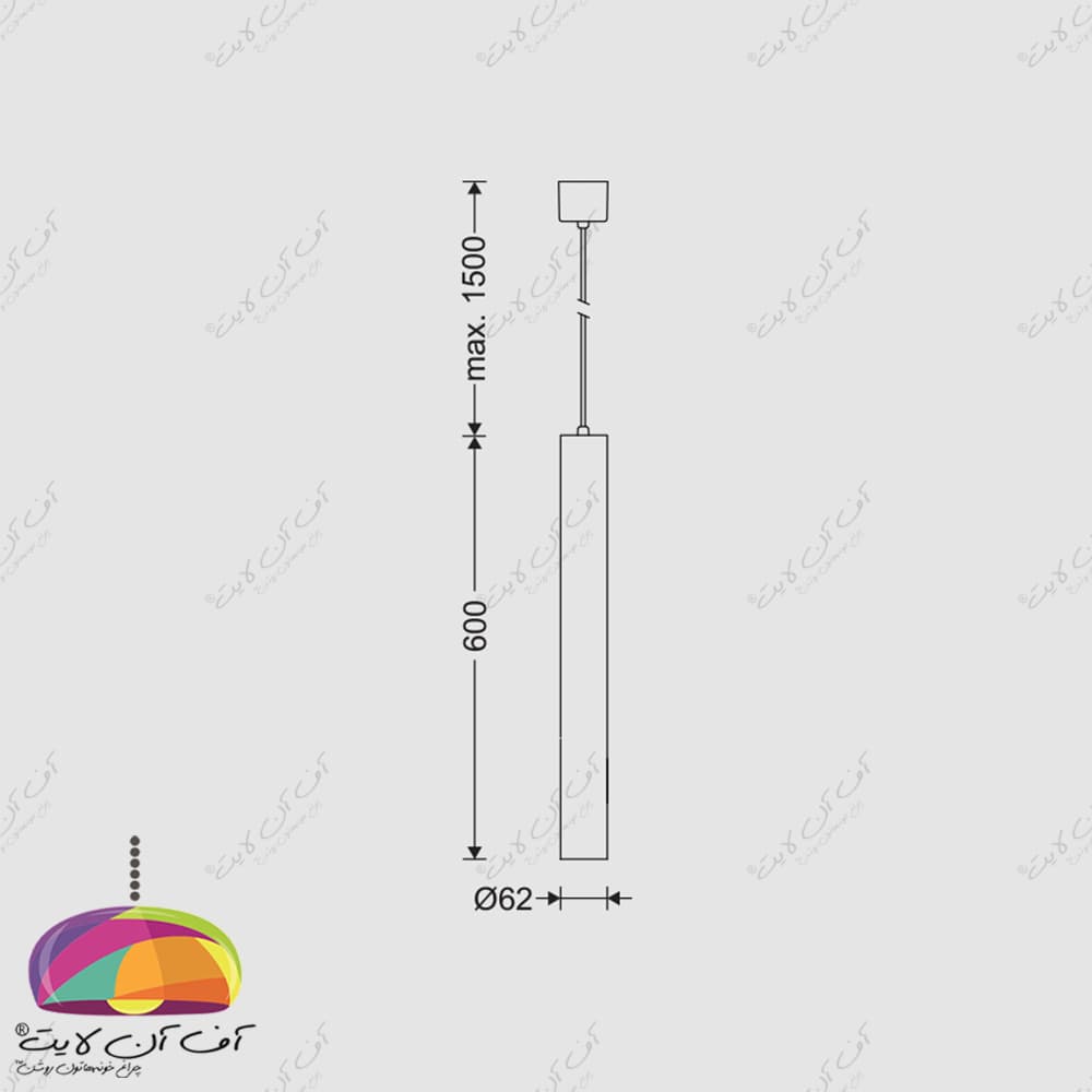 چراغ آویز LED روکار 60 سانت مدل پندالوکس مازی نور — تصویر ۳