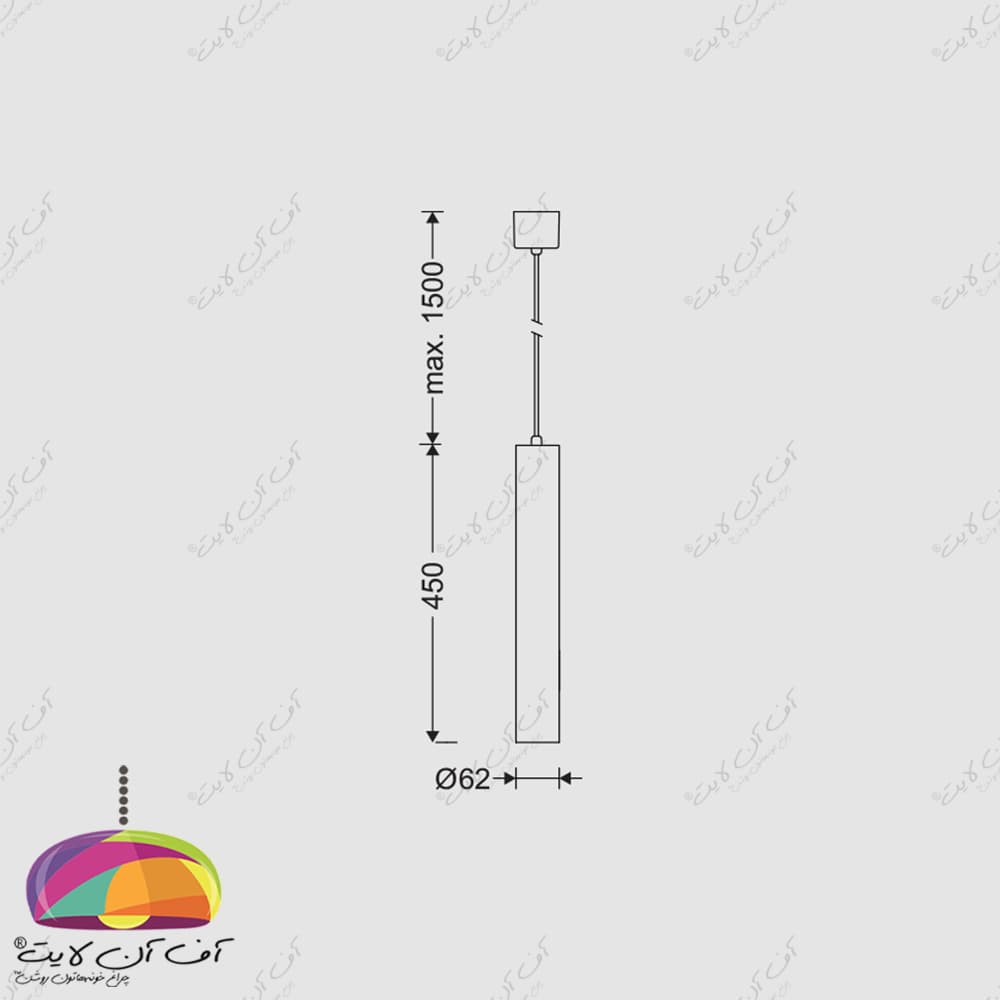 چراغ آویز LED روکار 45 سانت مدل پندالوکس مازی نور — تصویر ۶