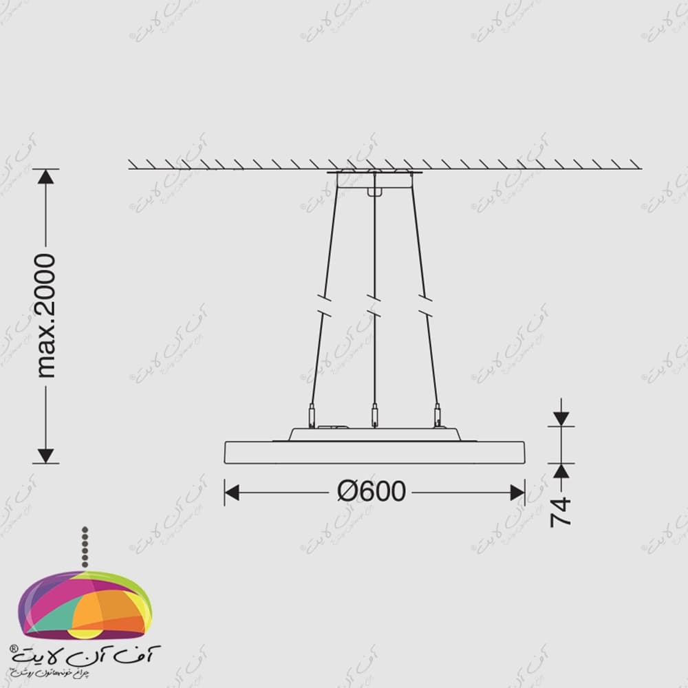 چراغ سقفی LED قطر 60 سانت 60 وات مدل لونا مازی نور — تصویر ۷