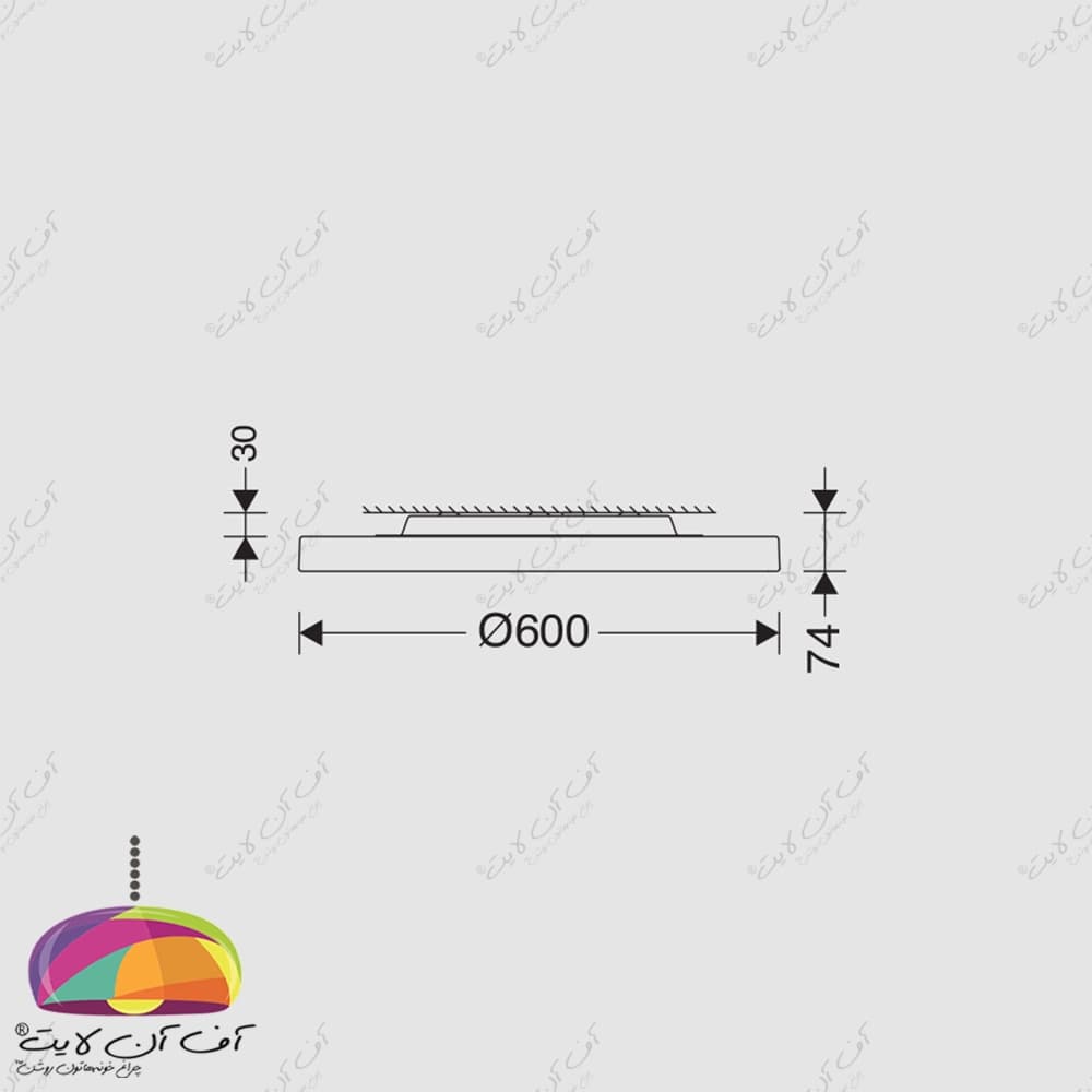 چراغ سقفی LED قطر 60 سانت 60 وات مدل لونا مازی نور — تصویر ۸