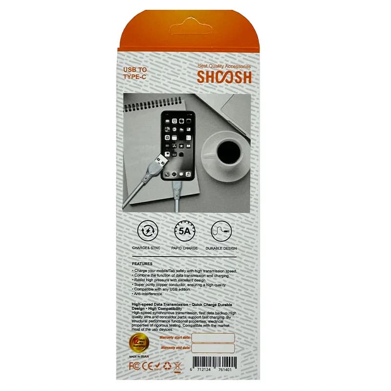 کابل فست شارژ تایپ سی شوش SHOOSH SH403C — تصویر ۴