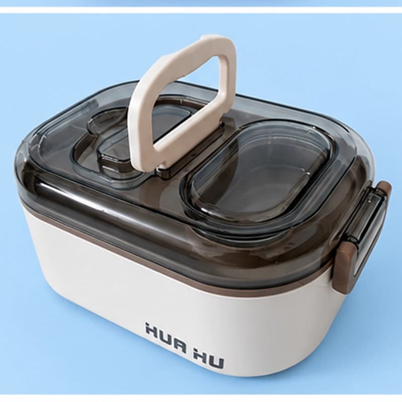 ظرف غذای دو طبقه HUAHU مدل Lunch Box | لانچ باکس قاشق‌دار با درب قفل‌دار — تصویر ۵
