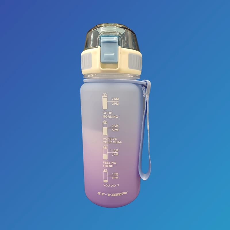 قمقمه ورزشی زمان‌دار پاستیلی 650 میلی‌لیتر | درب قفلی، بدون نشتی و BPA Free — تصویر ۳