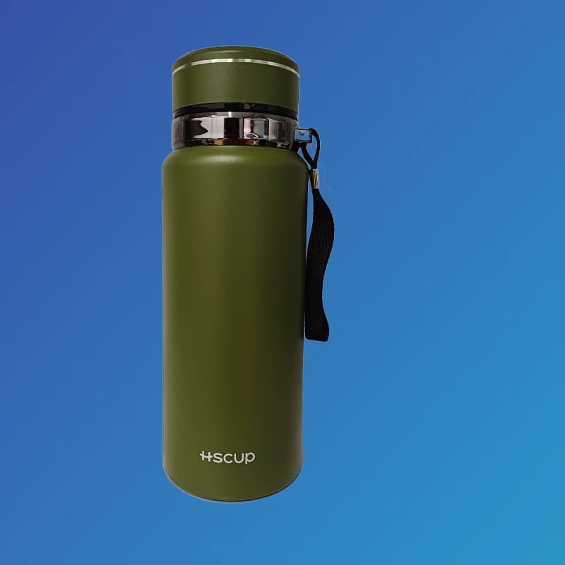 فلاسک استیل دوجداره وکیوم 850 میل مدل HSCUP H-BW-1386 درب قفلی ضد نشت