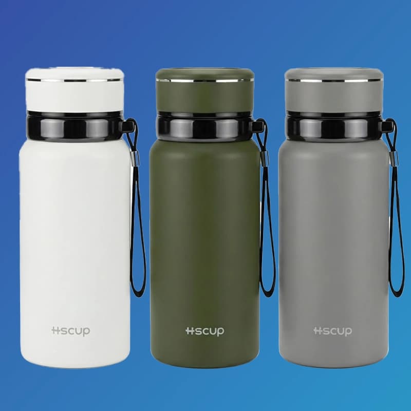 فلاسک استیل دوجداره وکیوم 850 میل مدل HSCUP H-BW-1386 درب قفلی ضد نشت — تصویر ۶