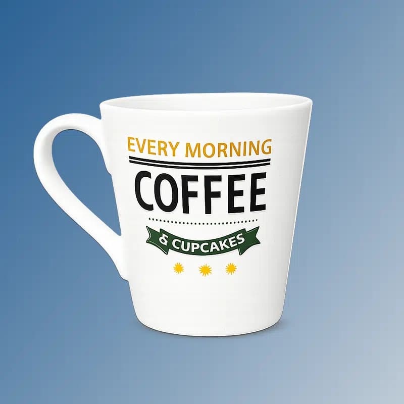 ماگ سرامیکی Every Morning Coffee & Cupcakes | ماگ سفید طرح قهوه مناسب نوشیدنی‌های گرم