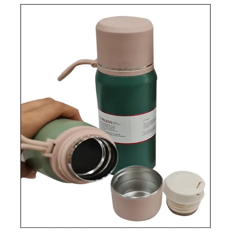 فلاسک استیل 350 میلی لیتر شین هو با درب لیوانی و بند سیلیکونی مدل Vacuum Cup XINOHOU — تصویر ۱۲