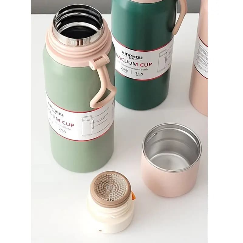 فلاسک استیل 350 میلی لیتر شین هو با درب لیوانی و بند سیلیکونی مدل Vacuum Cup XINOHOU — تصویر ۶