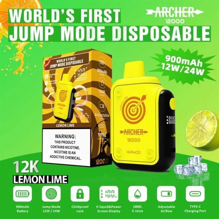 پاد یکبار مصرف VAPMOD ARCHER 12000 پاف|مایع 23ml با قابلیت Jump Mode 12W/24W — تصویر ۴