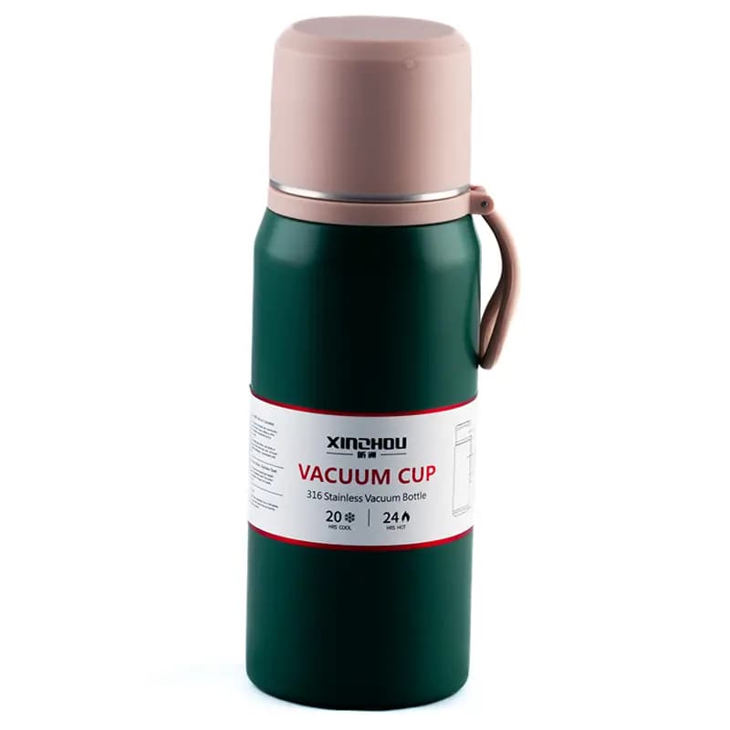 فلاسک استیل 500 میلی لیتر شین هو با درب لیوانی و بند سیلیکونی مدل Vacuum Cup XINOHOU — تصویر ۸