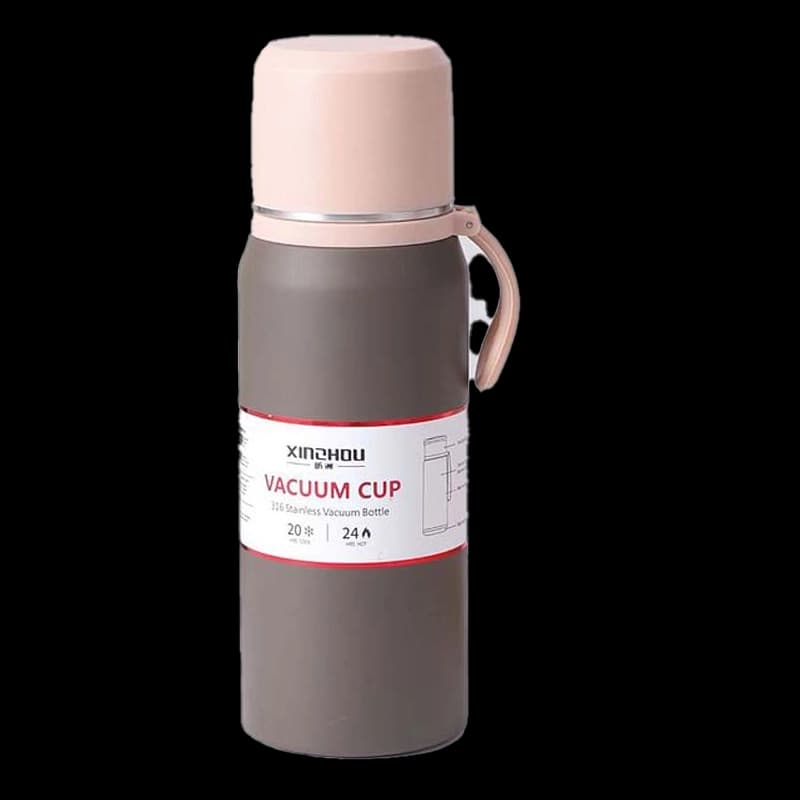 فلاسک استیل 500 میلی لیتر شین هو با درب لیوانی و بند سیلیکونی مدل Vacuum Cup XINOHOU — تصویر ۹