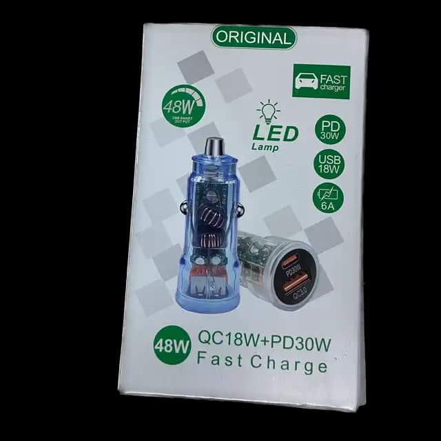 شارژر فندکی فست شارژ خودرو دو پورت QC18W + PD30W — تصویر ۲