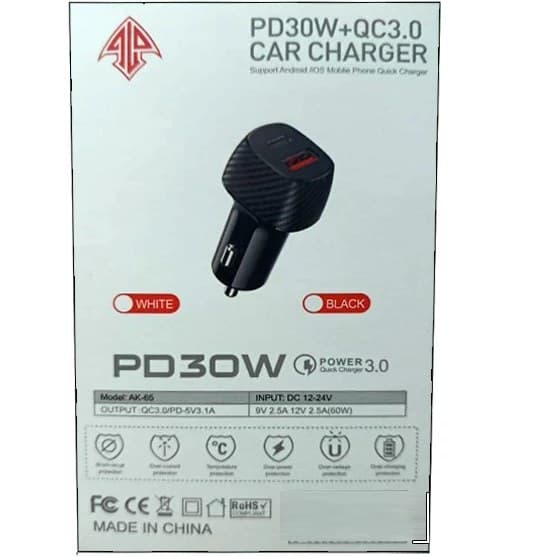 شارژر فندکی فست شارژ ماشین AK-65 — تصویر ۲