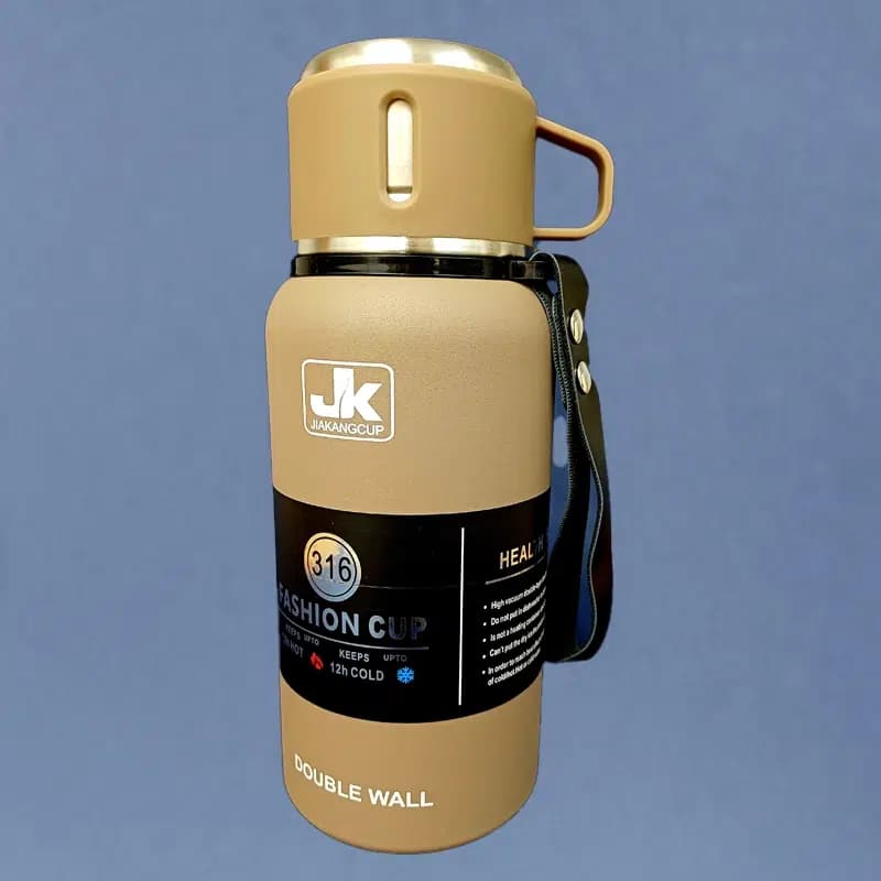 فلاسک استیل دوجداره JK Fashion Cup ظرفیت ۸۰۰ میلی‌لیتر | SUS 316 لیوان‌دار و ضدنشت