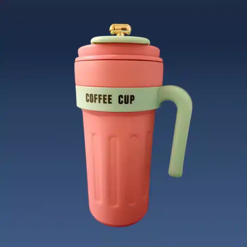 تراول ماگ دسته‌دار استیل 650 میلی‌لیتر با نمایشگر دیجیتال دما | مدل Coffee Cup