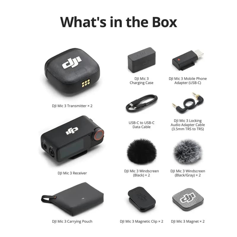 میکروفون یقه‌ای بی‌سیم DJI Mic 3 – ضبط صدای حرفه‌ای و شفاف — تصویر ۳