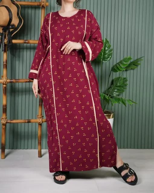 پیراهن نخی یال گل ململ U7585 — تصویر ۵