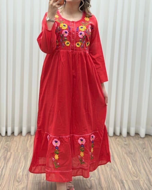 پیراهن گلدوزی هندی بلند SH7581 — تصویر ۱۱
