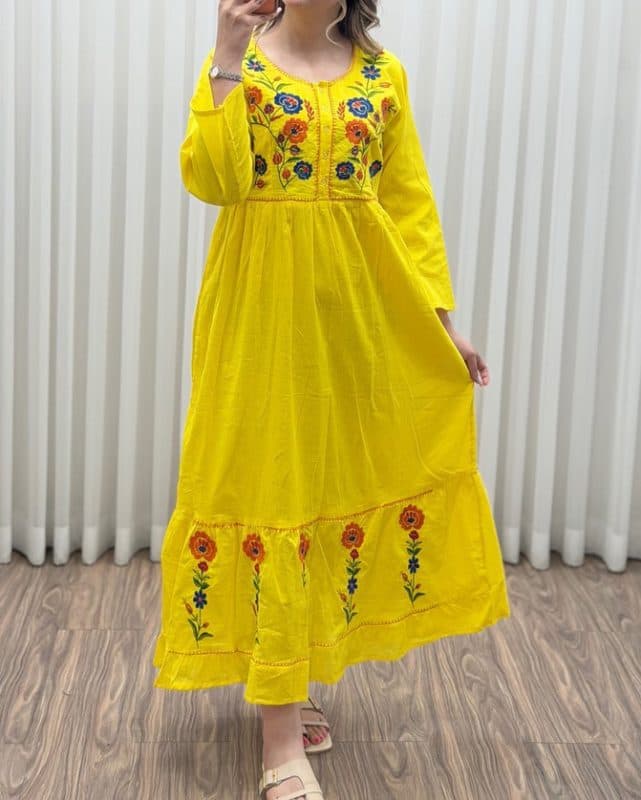 پیراهن گلدوزی هندی بلند SH7581 — تصویر ۱۲