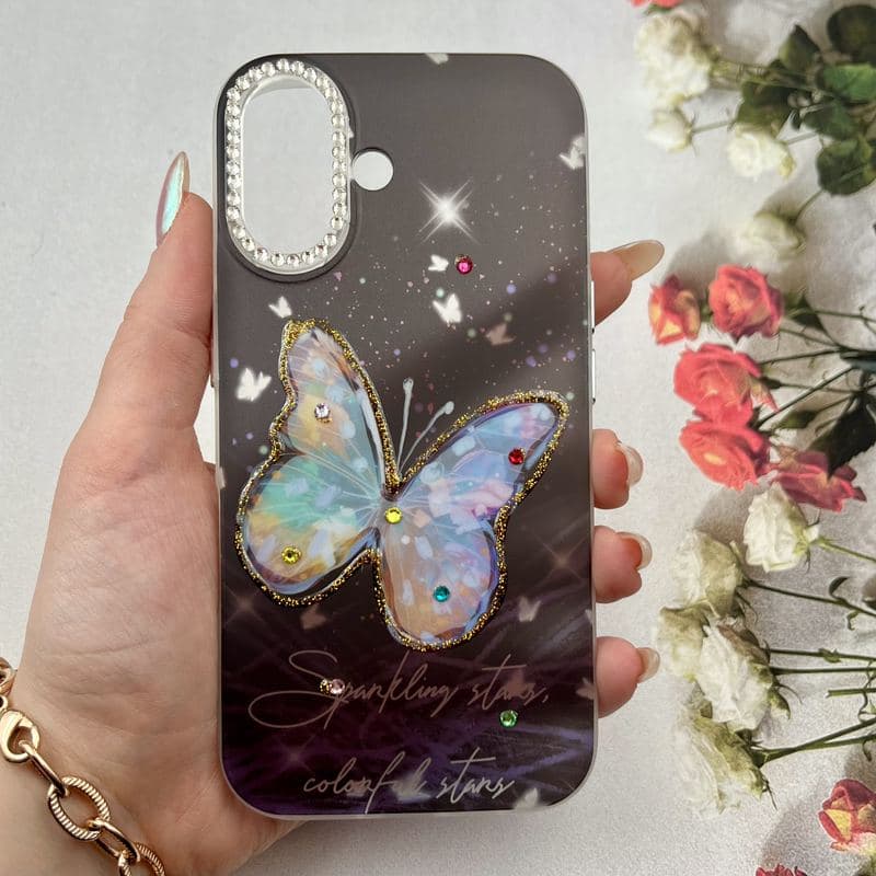 قاب گوشی iPhone 16 آیفون Crystal Case نگین دار لوکس رزینی — تصویر ۳