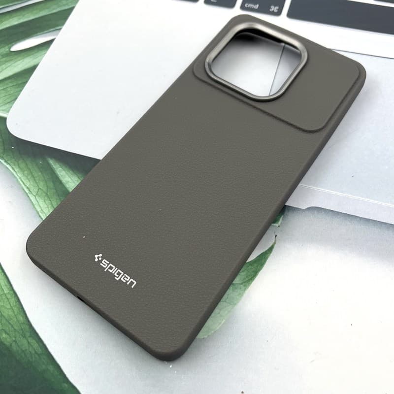 قاب گوشی Poco X6 Pro / Redmi K70E شیائومی سیلیکونی Spigen کلاسیک لنز برجسته کرومی رنگ تیتانیوم — تصویر ۲