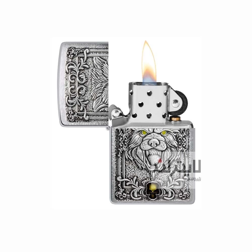 فندک زیپو مدل Brushed Chrome Wolf Emblem Desig کد 48690 — تصویر ۶