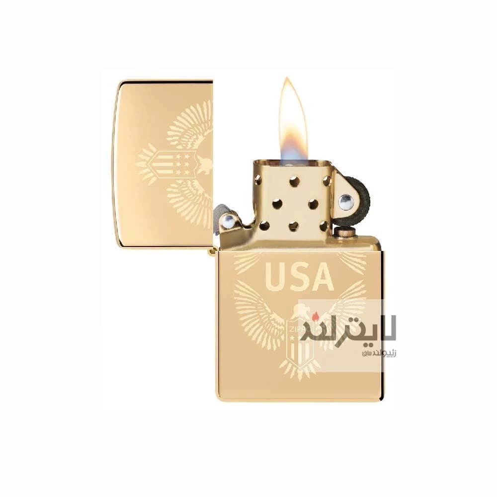 فندک زیپو مدل USA Design Lustre High Polish Brass کد 48915 — تصویر ۶