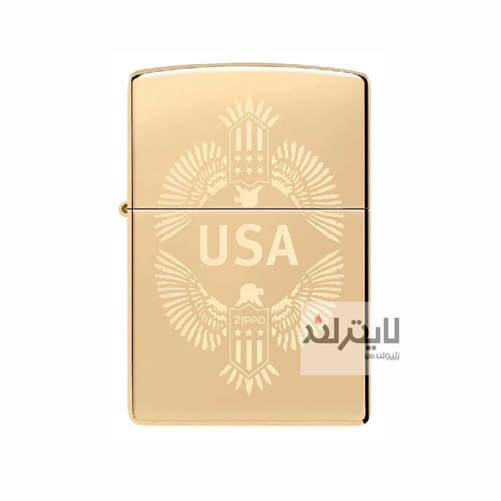 فندک زیپو مدل USA Design Lustre High Polish Brass کد 48915 — تصویر ۵