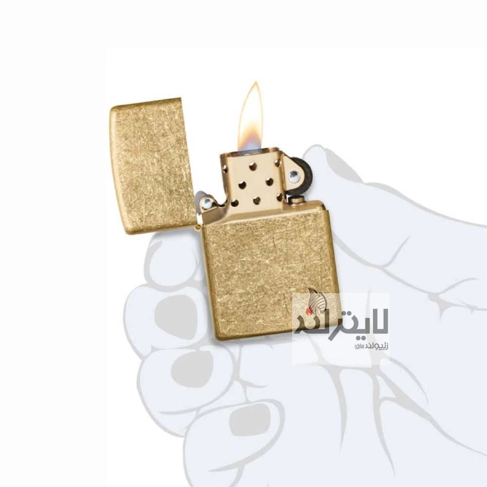 فندک زیپو مدل Armor® Tumbled Brass Flame Design کد 46398 — تصویر ۴