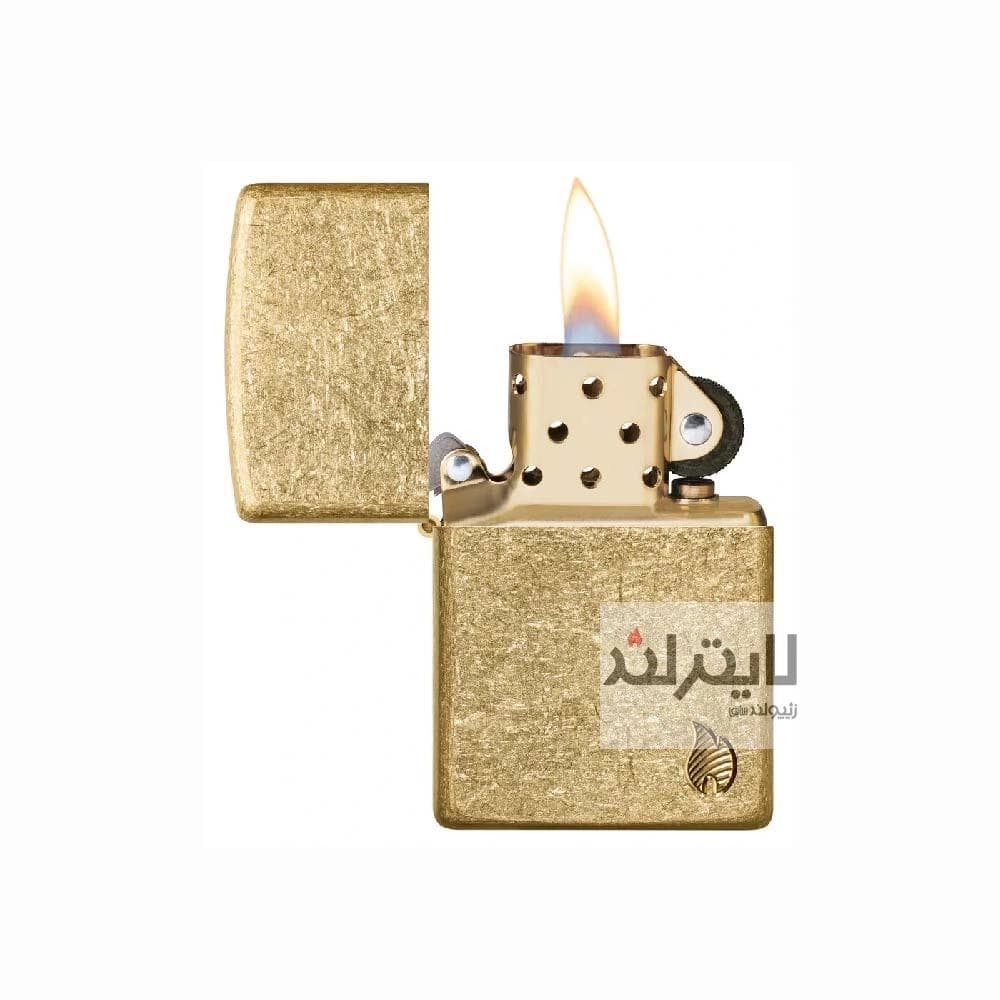 فندک زیپو مدل Armor® Tumbled Brass Flame Design کد 46398 — تصویر ۲