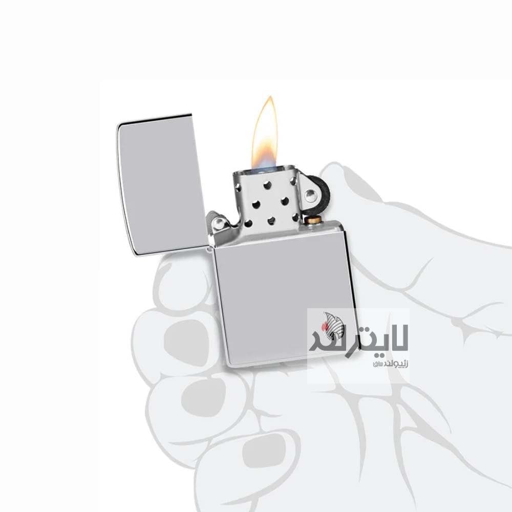 فندک زیپو مدل Armor® High Polish Chrome Flame Design کد 46396 — تصویر ۹