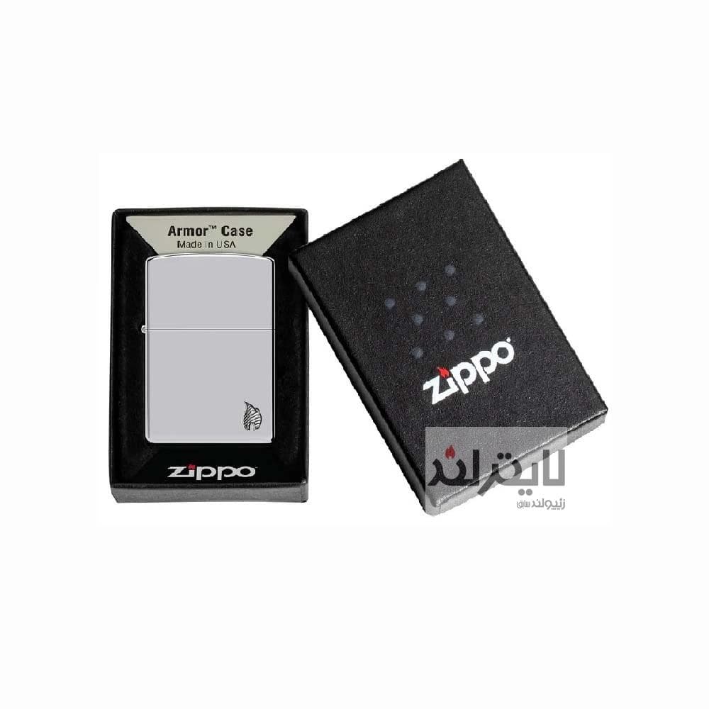 فندک زیپو مدل Armor® High Polish Chrome Flame Design کد 46396 — تصویر ۱۰