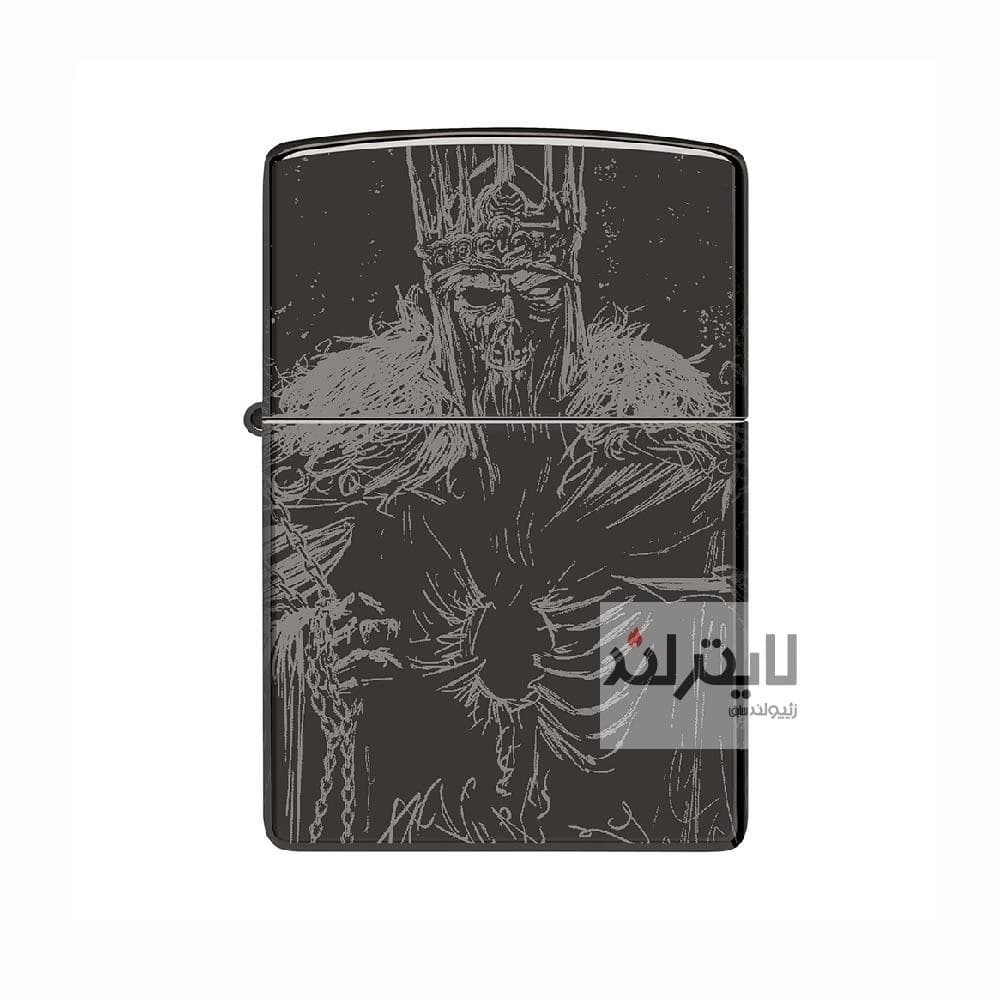 فندک زیپو مدل Skull King Design High Polish Black کد 46139