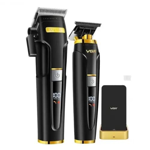 ست ماشین اصلاح سر و صورت وی جی آر V-694-S2 شارژی حجم زن و خط زن