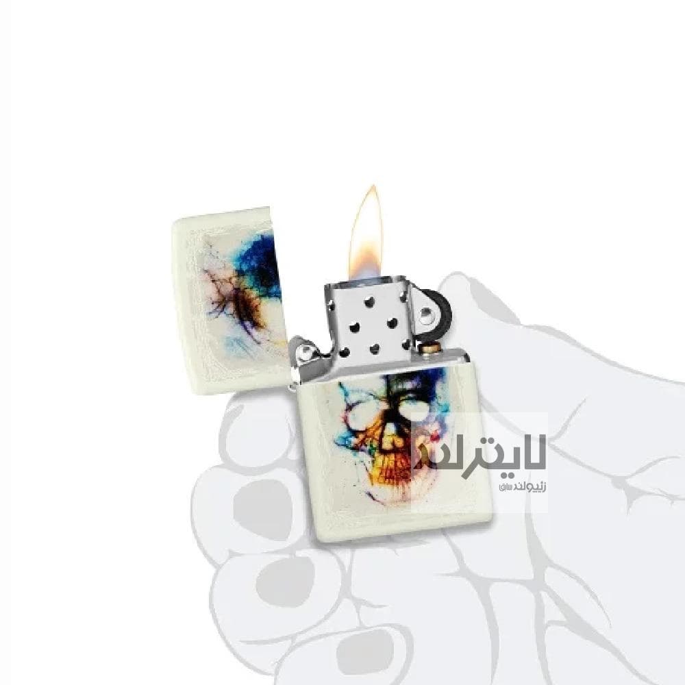 فندک زیپو Glow in the Dark Watercolor Skull Design کد 48563 — تصویر ۹