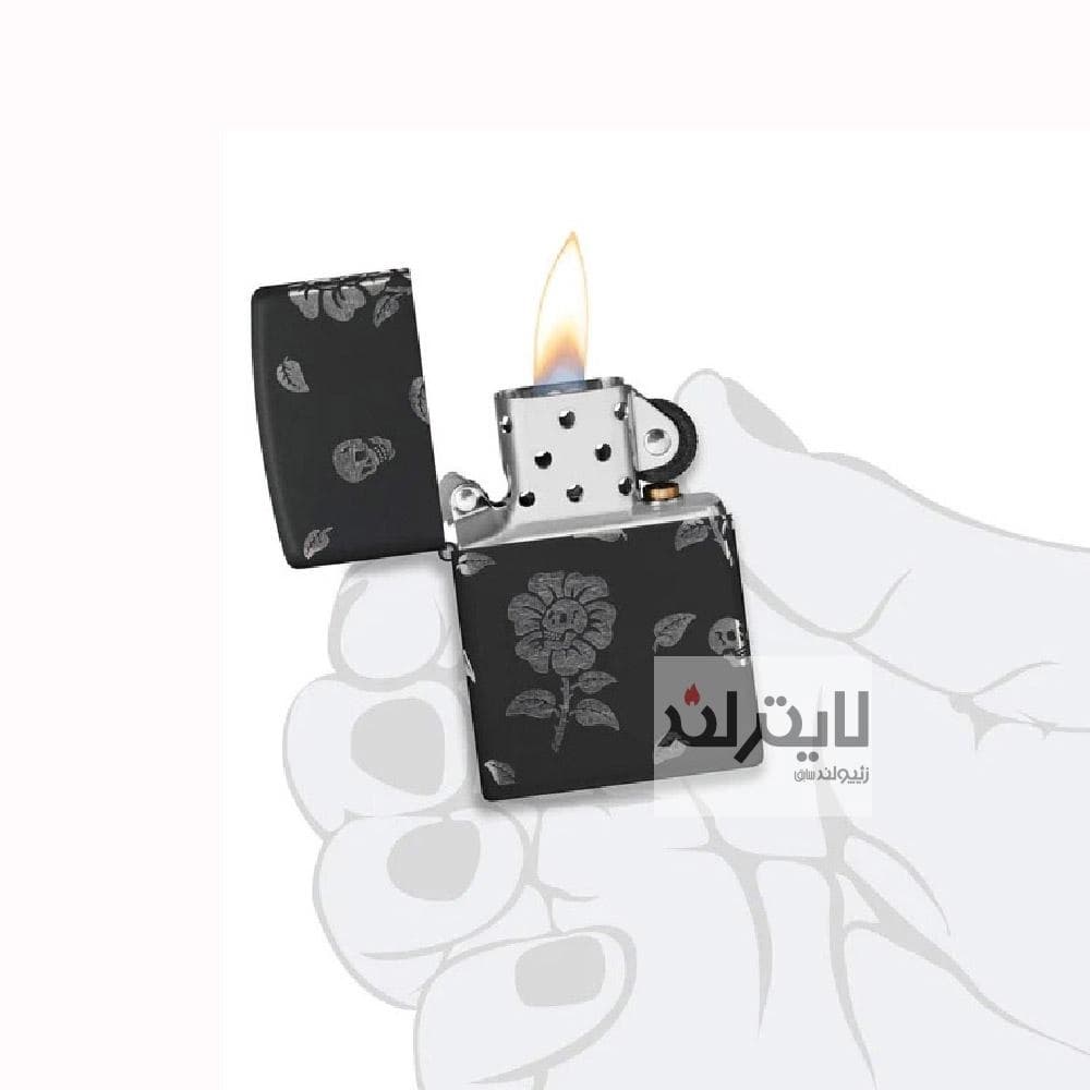 فندک زیپو مشکی مات مدل Flower Skulls درجه کد 48931 — تصویر ۱۲