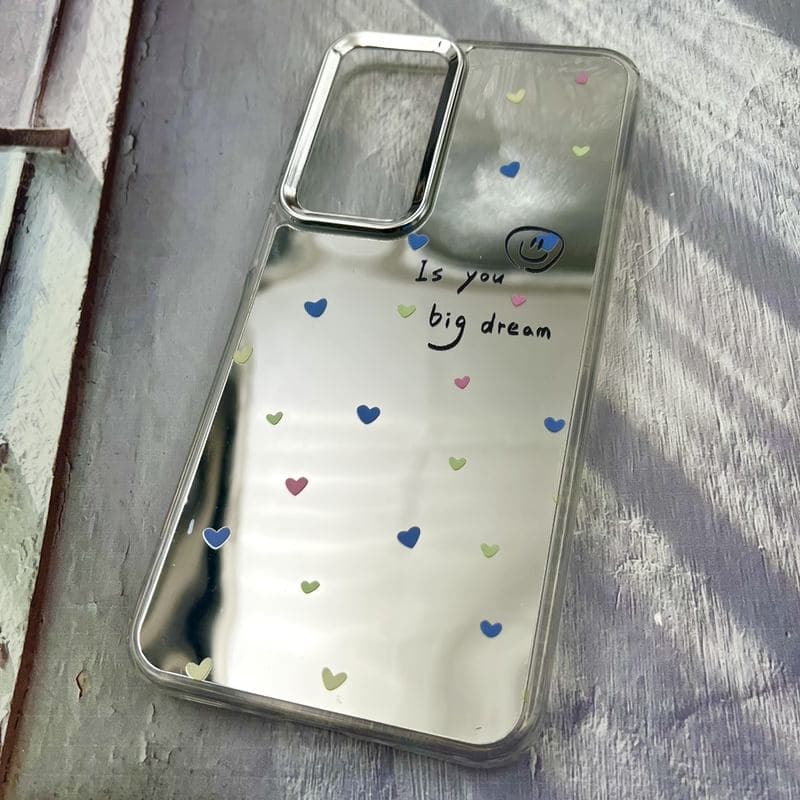 قاب گوشی Galaxy A16 سامسونگ آینه ای Mirror Case لنز Silver طرح قلب رنگی لوکس — تصویر ۲