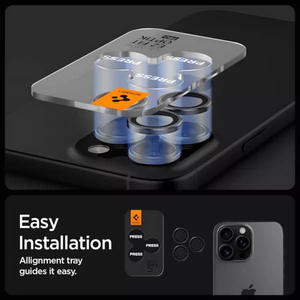 محافظ لنز دوربین اسپیگن مدل EZ Fit Optik Pro برای تیتانیومی iPhone 16 Pro Max — تصویر ۹