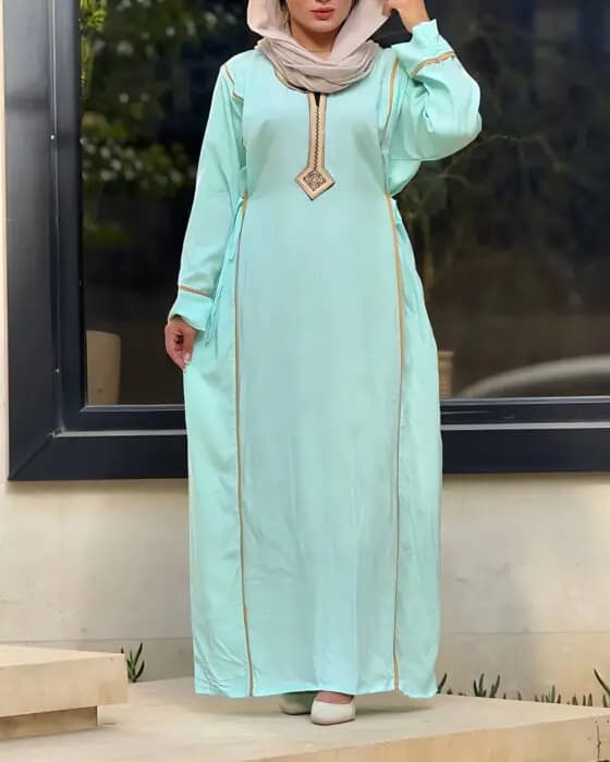 پیراهن یال یقه گلدوزی تک رنگ 7201 — تصویر ۱۱