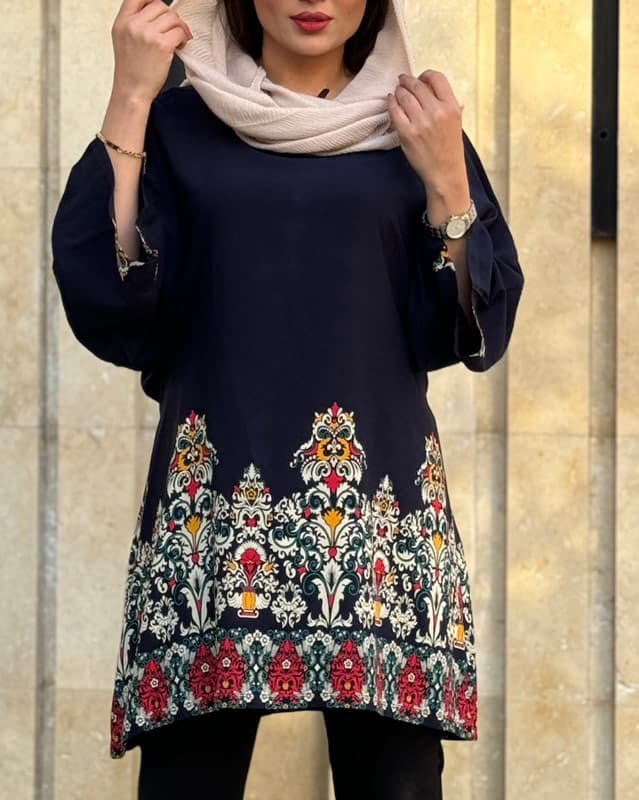 تونیک پلاس سایز گلدونه طرح اندونزی 1164 — تصویر ۳
