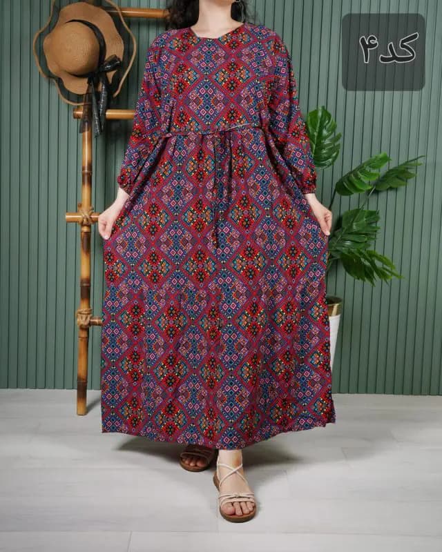 پیراهن نخی طرح آیدا خارجی U7597 — تصویر ۲