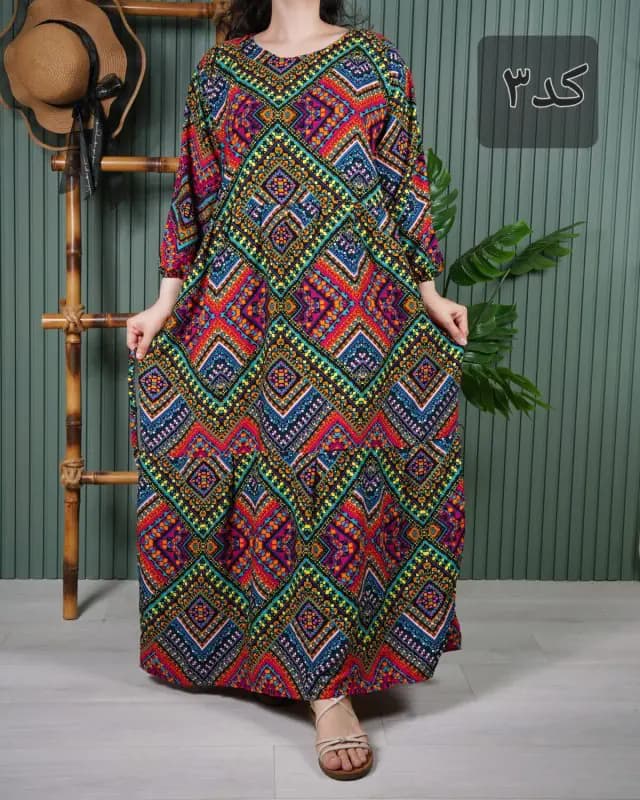 پیراهن نخی طرح آیدا خارجی U7597 — تصویر ۳