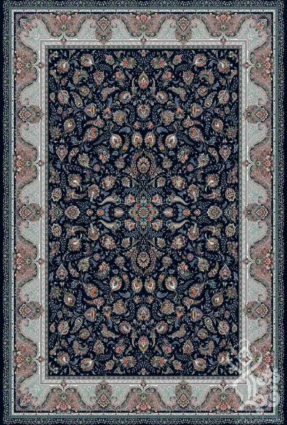 فرش قیطران 1200 شانه کلکسیون پارادایس طرح ایوا زمینه سورمه ای (برجسته)
