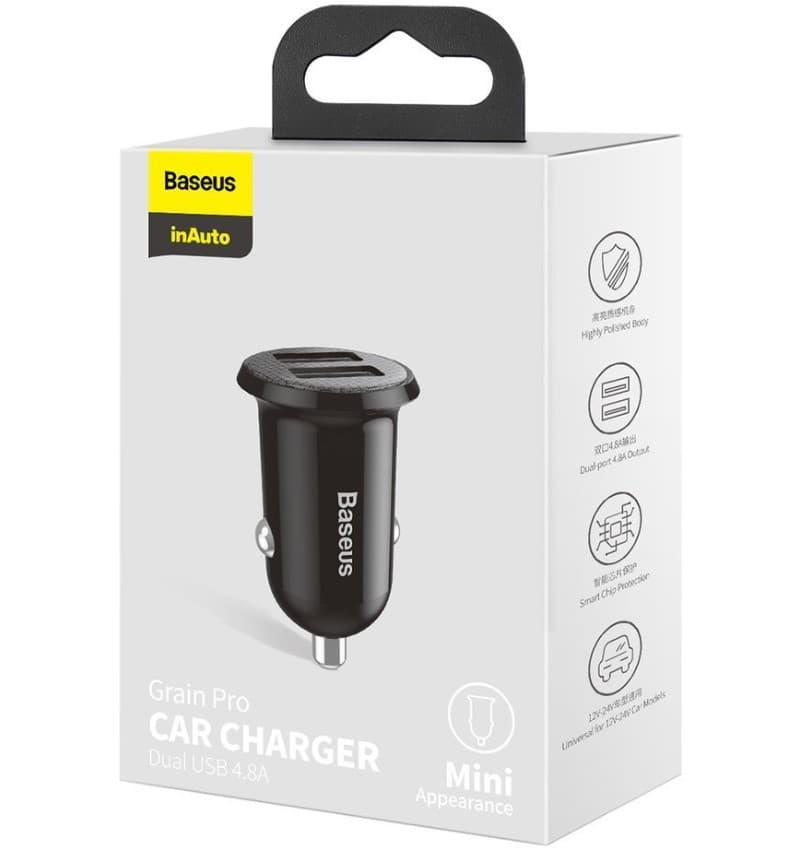 شارژر فندکی مدل Baseus 24W U2 CCALLP-01 GRAIN PRO — تصویر ۴