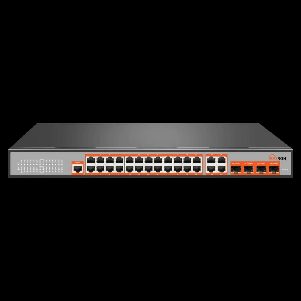 سوییچ شبکه مدیریتی 24 پورت POE مکسرون مدل MSW-5424GCP-400I — تصویر ۳