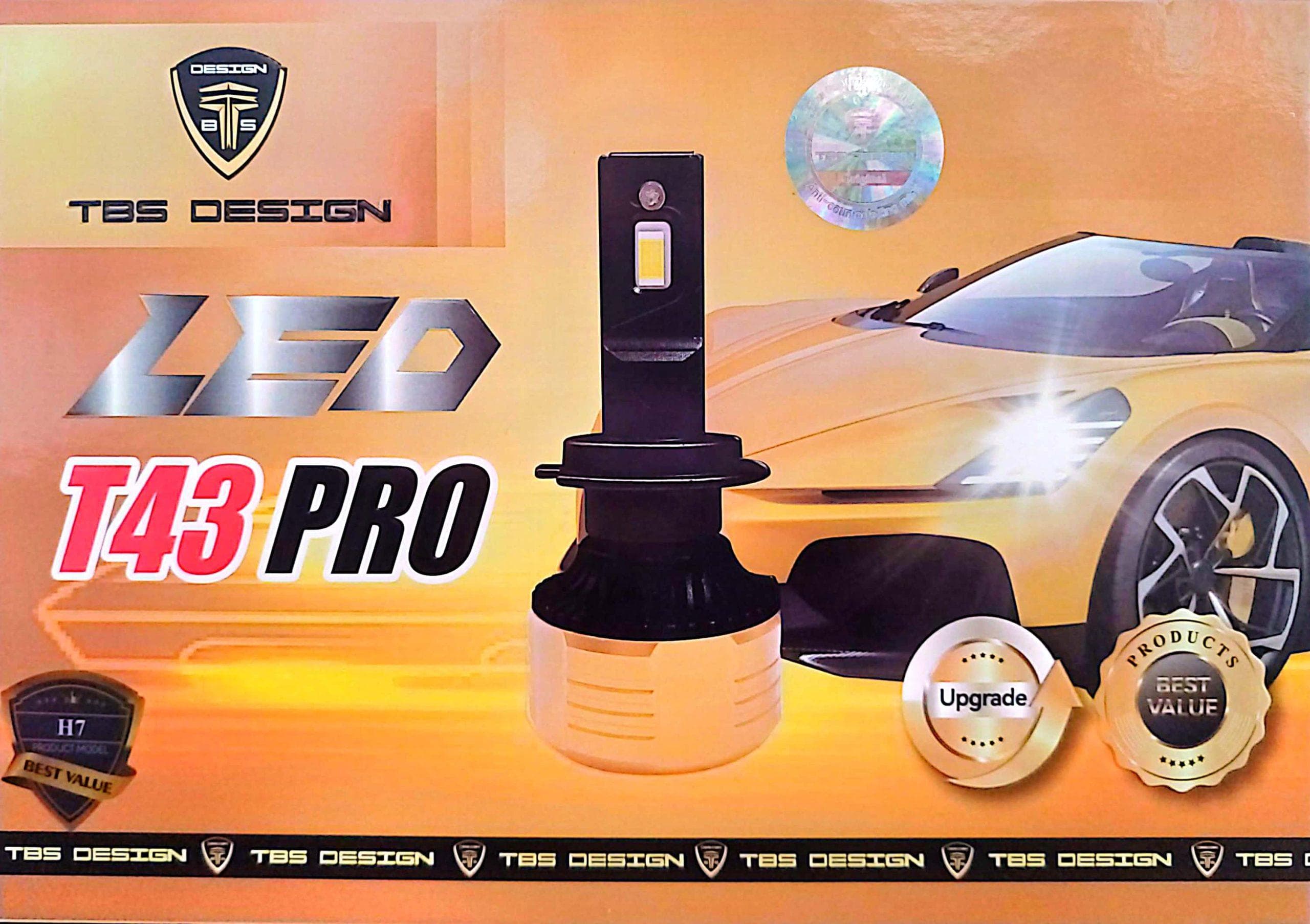 هدلایت T43PRO برند توبیز پایه H7 (رنگ زرد) دو عددی با گارانتی — تصویر ۲