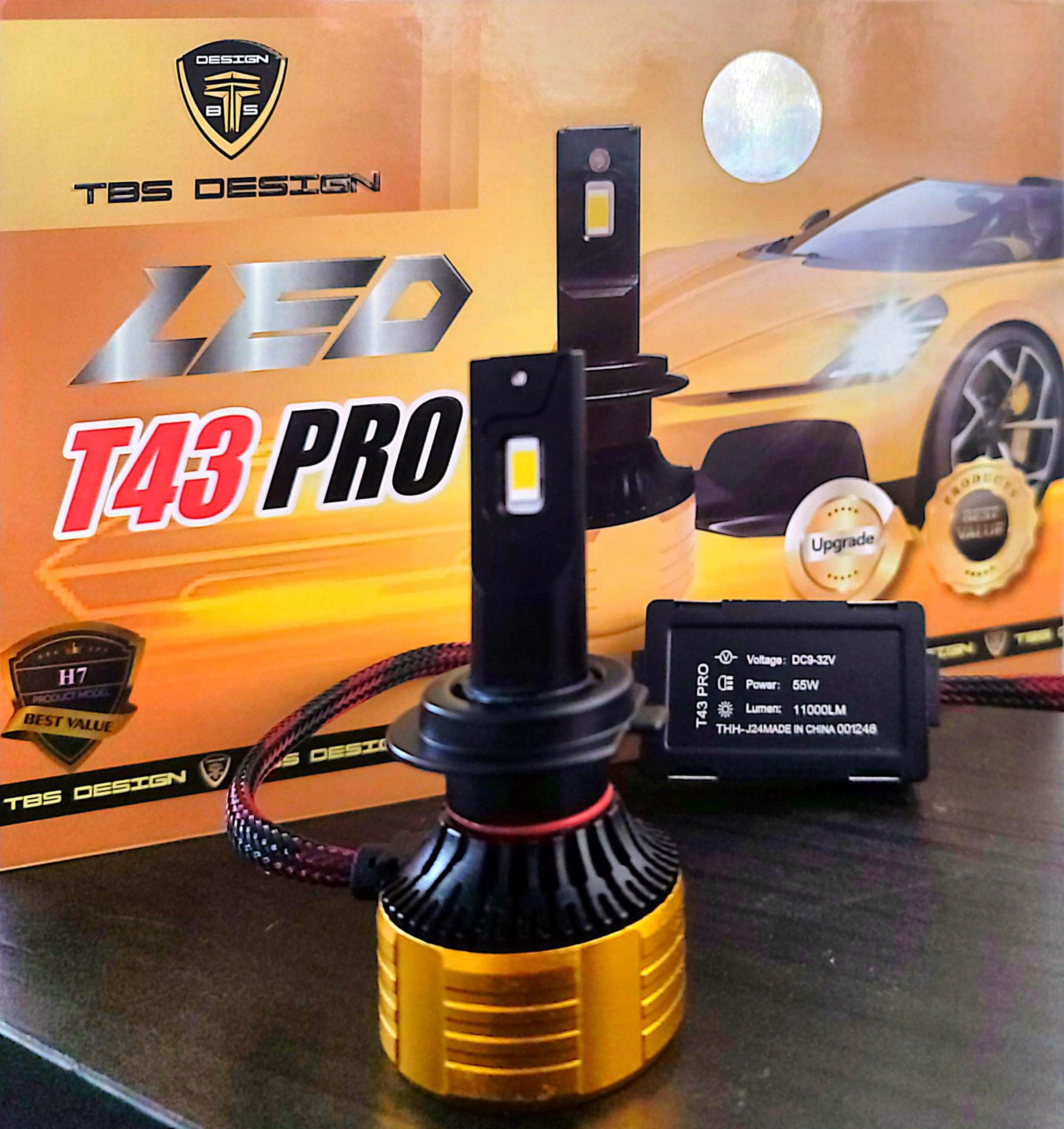 هدلایت T43PRO برند توبیز پایه H7 (رنگ زرد) دو عددی با گارانتی