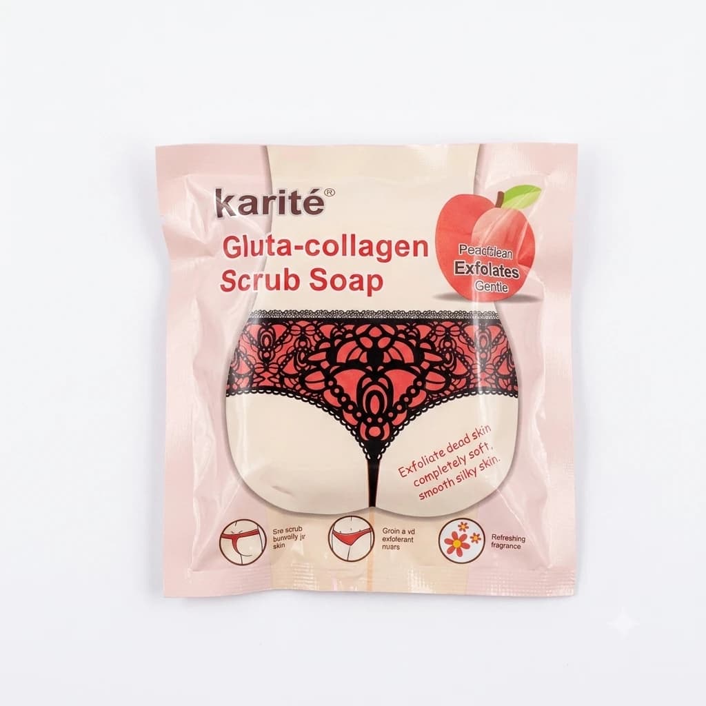 صابون اسکراب گلوتا کلاژن کاریته (Karite) 60g| معجزه روشن‌کننده و لایه‌بردار پوست — تصویر ۲