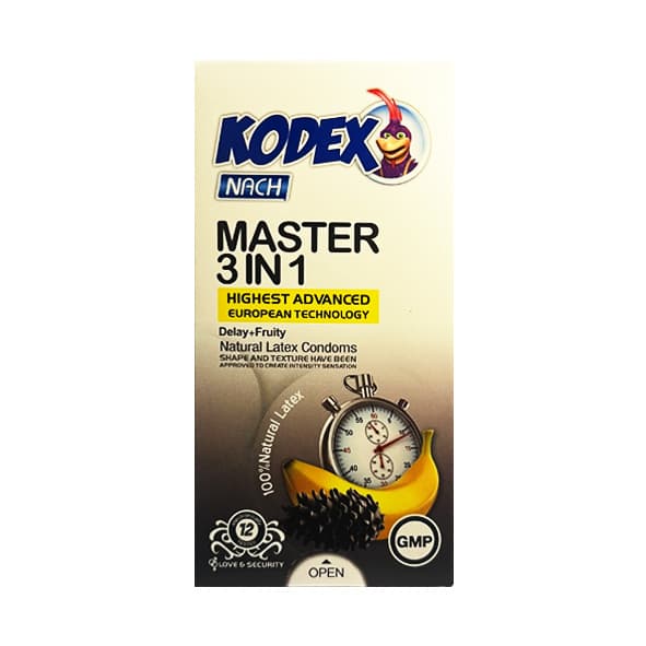 کاندوم تاخیری کدکس Master 3 In 1 | لذت طولانی و تحریک بیشتر | 12 عددی