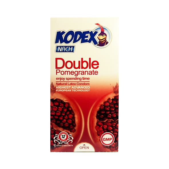 کاندوم کدکس مدل Double Pomegranate | گرم‌کننده با ژل انار | لاتکس نچرال | بسته ۱۲ عددی — تصویر ۲